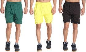 MRD SPORTS  YOGA SHORTS COMBO WITH ZIPPER POCKETS (FREE SIZE WAIST 28 to 34 INCH) (PACK of 3)