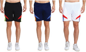 MRD UNISEX RUNNING  SPORTS SHORTS COMBO WITH ZIPPER POCKETS (FREE SIZE WAIST 28 to 34 INCH) (PACK of 3)