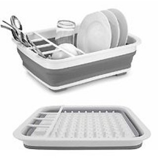 Drying Drainer Silicone Folding Dish Rack with Spoon Fork Knife Storage Holder Organizer Strainer