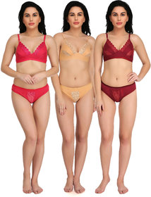 Stylish Non-padded Lingerie Sets for Women  Girls Pack of 3