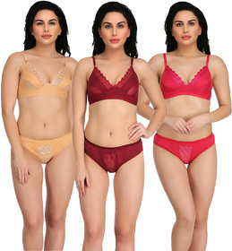 Hosiery Innerwear Lingerie Sets for Women  Girls Pack of 3