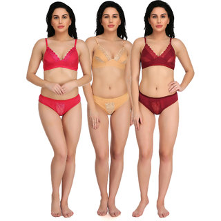 Stylish Non-padded Lingerie Sets for Women  Girls Pack of 3