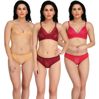 Hosiery Innerwear Lingerie Sets for Women  Girls Pack of 3