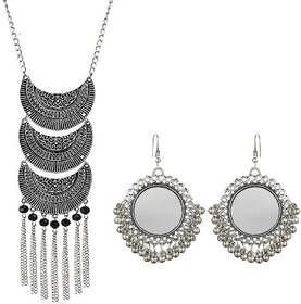 Minha Alloy  Brass Alloy Pendant Necklace Set for Girls (Black)