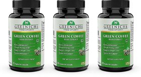 Greeniche Raw Green Coffee Bean Extract 800 mg for Weight loss- 90 Veg capsules(PACK OF 3)