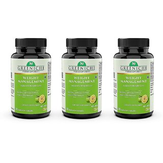 Greeniche Weight Management Natural and Herbal Garcinia Cambogia Extract with Green coffee - 90 Veg Capsules(PACK OF 3)