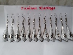 Handmade stylish hanging Antique Silver metal  long earrings for girls and Women (6 pair set)