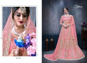 Sharda Creation Multicolor Embroidered Semi Stitched Lehenga