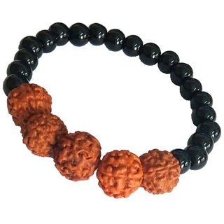 Yuvi Shoppe Black Onyx Bracelet 5 Mukhi Rudraksha for Men  Women