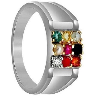 Silver Navratan Stones Ring  by Ceylonmine