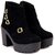 Funku Fashion Side Buckles Black Suede Women Boots