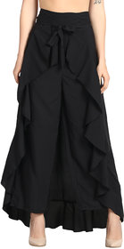 FASHO LIFE Women Reyon Creap Black raffal Plazoo