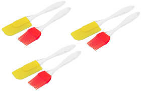 Silicone Spatula and Pastry Brush for Cake Mixer, Decorating, Cooking, Baking and Glazing (Set of 6)(Multicolour)
