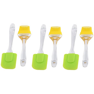Silicone Non-Sticky Spatula and Oil Brush Reusable Kitchen Set for Cooking Multicolor (Set of 6) (Assorted Color)