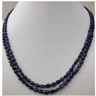 Ceylonmine - Designer Blue Sapphire Stone Beads Single Line Mala for Women & Men