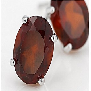 Original Certified Hessonite Silver Earring by Ceylonmine
