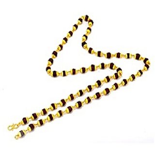 Gold Plated Caps Shiva God Rudraksha Mala Long Chain for Men and Boys by Ceylonmine