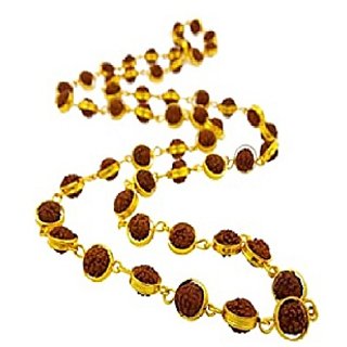 Rudraksh Gold Plated Caps Mala Long Chain for Men by Ceylonmine