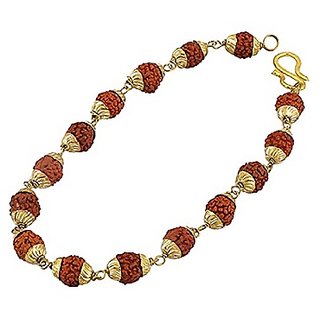Rudraksh Gold Plated Caps Mala Long Chain for Men by Ceylonmine