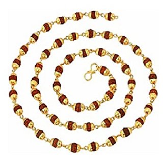 Rudraksha Golden Cap Brass Mala For Japa And Wear For Men And Women By Cey