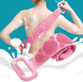 Eastern Club Silicone Body Back Scrubber, Double Side Bathing Brush for Skin Deep Cleaning Massage Multicolor