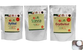 So Sweet Stevia Powder, Erythritol Powder  Xylitol Powder Sugar Free 100 Natural Sweetener (Pack of 3)