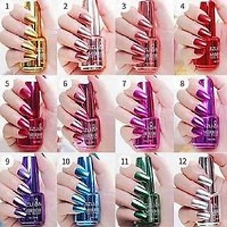 Metallic Nail Polish Magic Mirror Effect Chrome Nail Art Polish Varnish - 15 ml (Pack of 3)