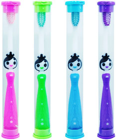 Yunicorn Max - Camlin Kids Soft Toothbrush with Protective Hygiene Lid Cover, Pack of 4