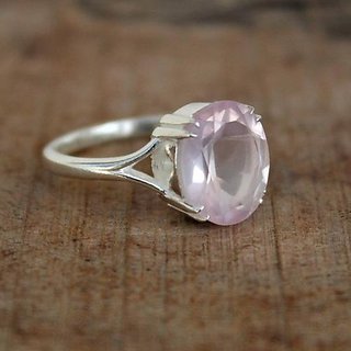 5 carat rose quartz Silver Ring by JAIPUR GEMSTONE