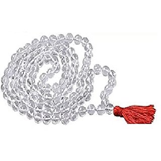 Jaipur Gemstone Sphatik Stone Beads Single Line Mala for Women and Men