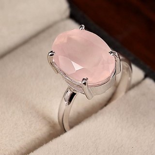 rose quartz Ring 6 ratti Stone Silver for Men and Women by JAIPUR GEMSTONE