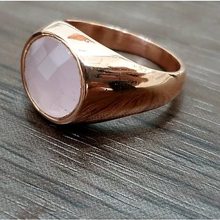 7 ratti natural rose quartz  Stone pure Gold plated Ring for unisex by JAIPUR GEMSTONE