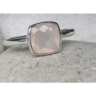 8 Ratti rose quartz Ring with Natural Silver rose quartz  Stone by JAIPUR GEMSTONE
