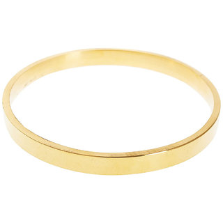 KESAR ZEMS Flat Wide Unisex Brass Kada (Size2.8 Inche) Golden.