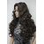 Shaear Hairs Ladies Black Curly 3/4 Half Wig Kanekalon Human Hair Wigs with Comb on a Mesh Head Cap (23 Curly)