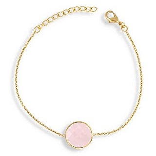 Natural  Rose quartz Stone gold plated Bracelet for Astrological Purpose  Bracelet by CEYLONMINE
