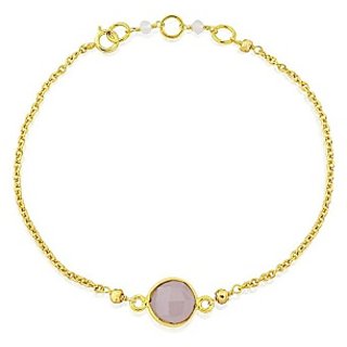 Rose quartz gold plated Bracelet for unisex by CEYLONMINE
