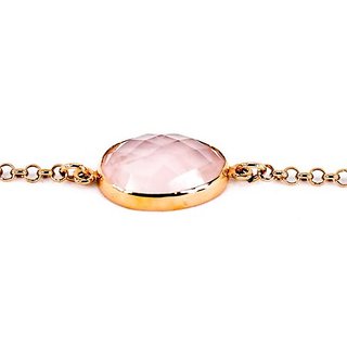 Rose quartz gold plated Bracelet for unisex by CEYLONMINE