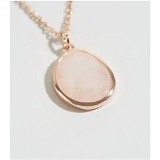 6 ratti Natural Without chain Gold Plated  rose quartz  Pendant by Jaipur Gemstone