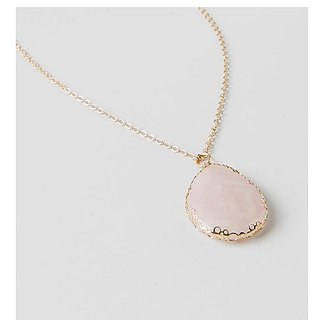 6 Ratti  rose quartz Pendant with Natural Gold Plated  rose quartz Without chain by Jaipur Gemstone