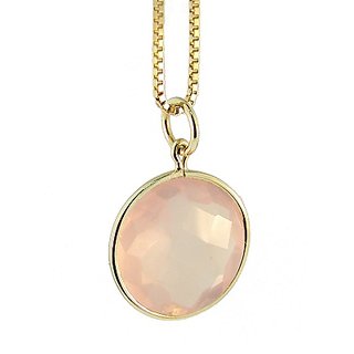 Natural 6.25 Ratti rose quartz Without chain gold plated Pendant by Jaipur Gemstone