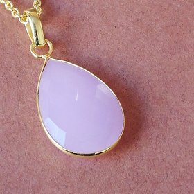 100% Natural 7 carat  rose quartz Without chain Gold Plated Pendant by  Jaipur Gemstone
