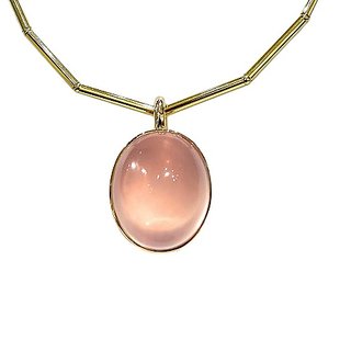 Natural  rose quartz 7 Ratti 100 % Certified Gold Plated Pendant Without chain By Jaipur Gemstone