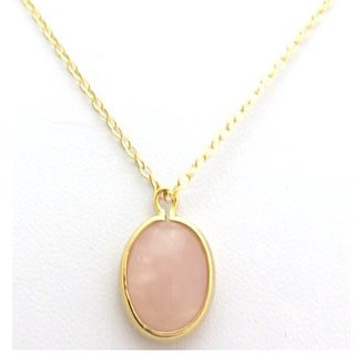 7 Ratti rose quartz Gold Plated Pendant With Astrological Stone Without chain by Jaipur Gemstone