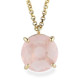 7 ratti Natural  rose quartz Lab Certified Without chain Gold Plated Pendant by Jaipur Gemstone
