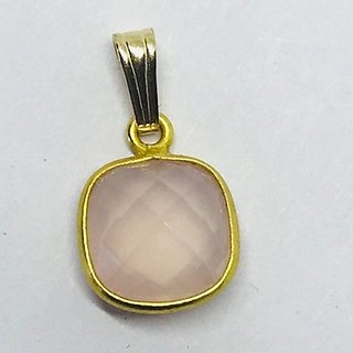 Natural  Unheated  rose quartz Stone 9.5 Ratti Gold Plated Pendant Without chain by Jaipur Gemstone