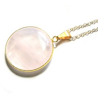 9.5 ratti stone pure  rose quartz Gold Plated Pendant Without chain by  Jaipur Gemstone