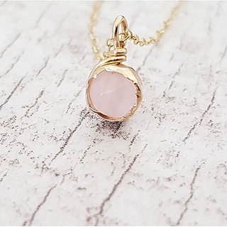 rose quartz Pendant with 100% Original Without chain 9.5 Ratti gold plated Pendant by Jaipur Gemstone
