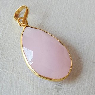 9.5 Ratti Gold Plated Original  rose quartz Pendant Without chain by Jaipur Gemstone
