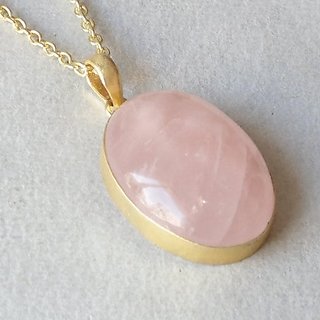 9.5 Carat Natural Stone Gold Plated rose quartz Pendant Without chain by Jaipur Gemstone